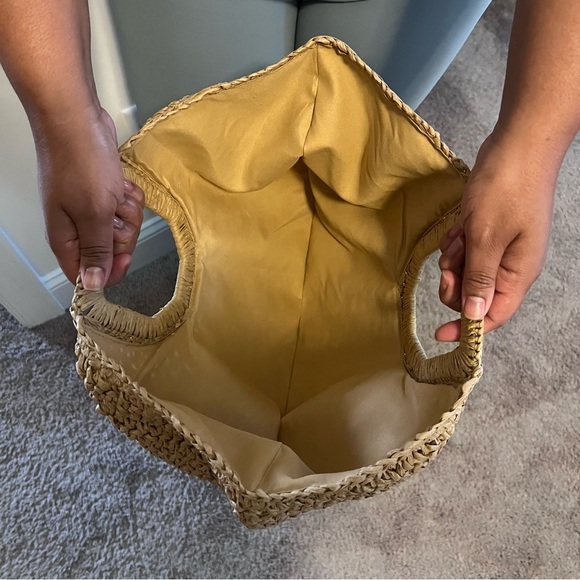 NWT Brown Woven Straw Beach Handbag Clutch - Picture 5 of 5